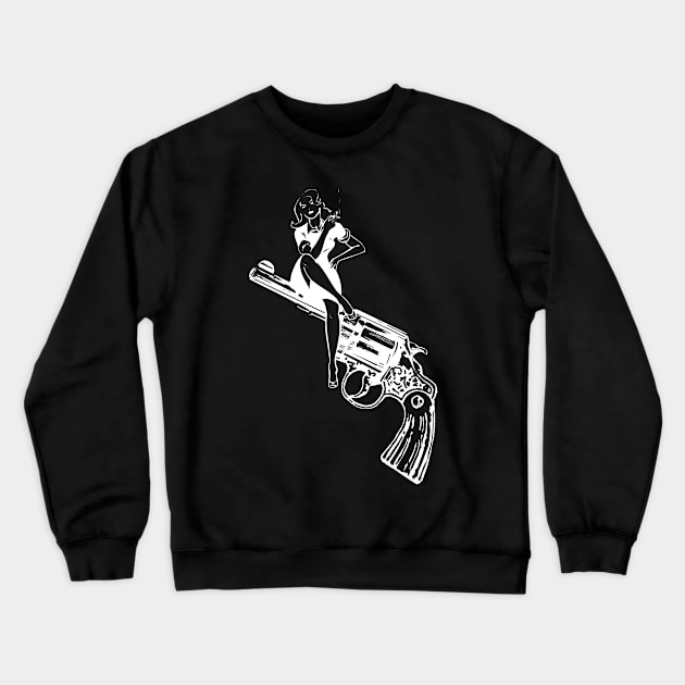 Smoking Gun Gal Crewneck Sweatshirt by lavdog